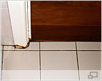 Leaking shower evidence to floor, door jamb & architrave.